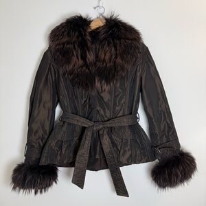 Luxurious Fur-Trimmed Brown Jacket